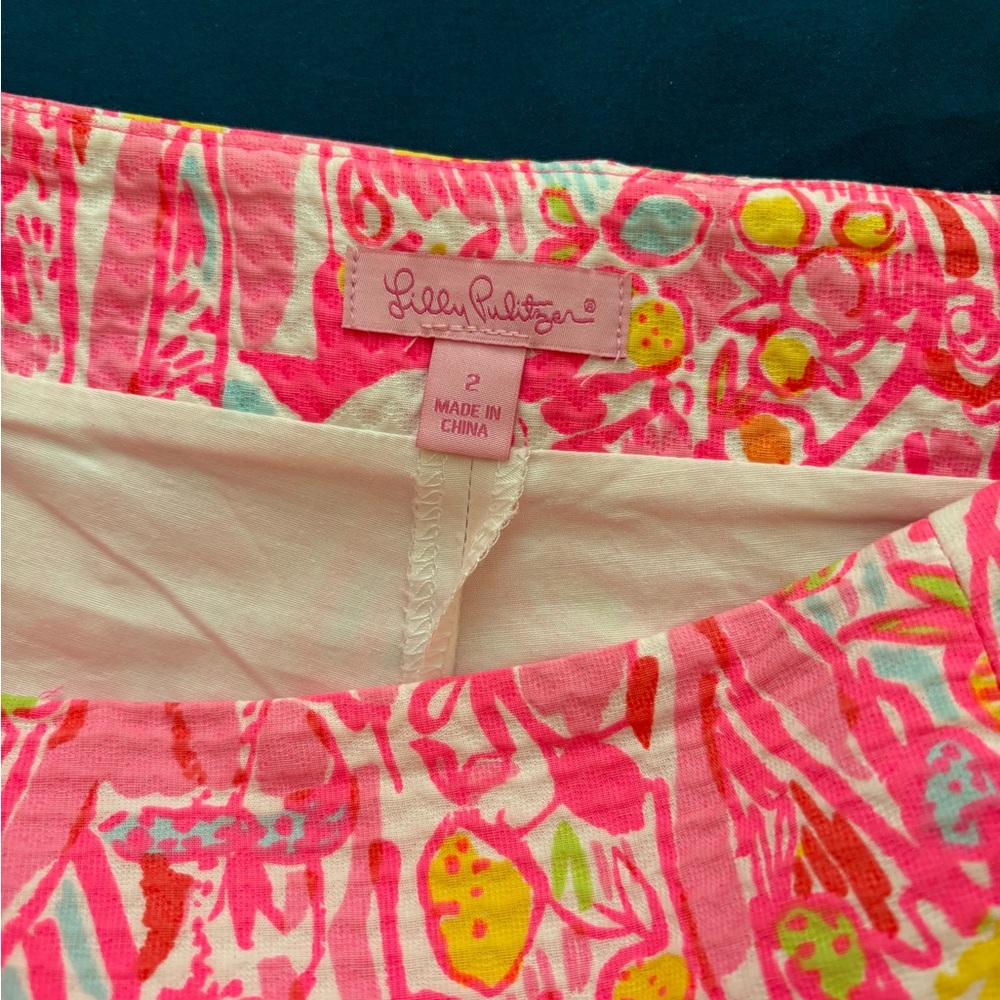 Lilly Pulitzer January Pickleball Tennis Golf Pink White Skirt Skort 100% Cotton - Picture 3 of 6